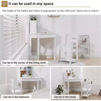 Set Scrivania e Sedia per Bambini All-in-One con Sedia Regolabile, Vetrina, Bacheca in Sughero e Organizzatori. Un Angolo Studio Compatto per la Scuola a Casa o la Camera da Letto.