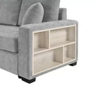 Christopher Knight Home Yira 111.8'' Modern 3-Seater Chenille Upholstered Sectional Sofa with Console, Storage Armrest and Pillows