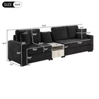 Christopher Knight Home Yira 111.8'' Modern 3-Seater Chenille Upholstered Sectional Sofa with Console, Storage Armrest and Pillows