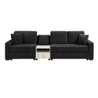 Christopher Knight Home Yira 111.8'' Modern 3-Seater Chenille Upholstered Sectional Sofa with Console, Storage Armrest and Pillows