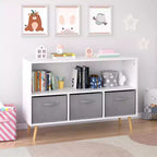 Libreria per bambini con cassetti in tessuto pieghevoli, espositore per libri per bambini, organizer armadio portaoggetti, bianco/grigio