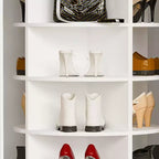 JVNOXK7-Tier Rotating Shoe Rack Tower, Freestanding 360 Rotating Storage Stand, Elevated Base Design Shoe Tower with Rotating Storage Tray - White