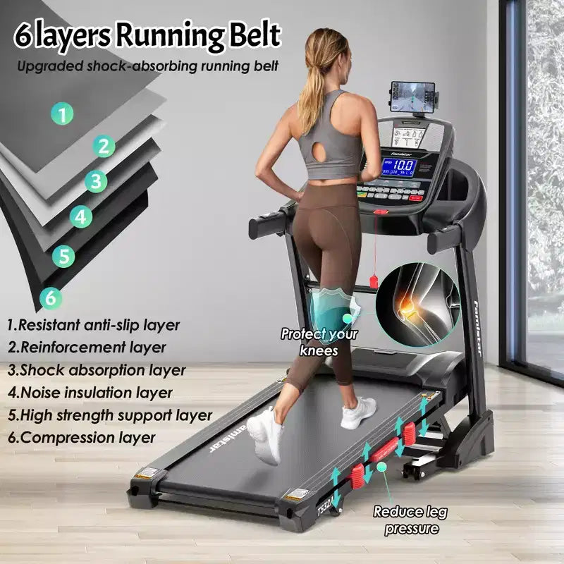 Tapis Roulant Pieghevole 3-in-1 per Casa 19 km/h, Tapis Roulant da Corsa da 4,8 HP con Inclinazione Automatica del 20%, Capacità 180 kg, 71 Programmi, Pedana Larga 45 cm, Supporto per Ginocchia
