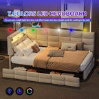Okak Twin Size Modern Bed Frame Sofa Bed with USB & Hidden Storage,Upholstered Tufted Daybed for Bedroom,Kids Room,Study
