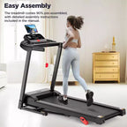 300LBS Capacity Folding Treadmill w/ Incline for Home, 3.75HP Portable Treadmill, 64+3+3+1 Program, Walking Running Exercise Machine