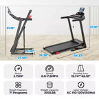 300LBS Capacity Folding Treadmill w/ Incline for Home, 3.75HP Portable Treadmill, 64+3+3+1 Program, Walking Running Exercise Machine