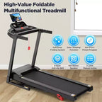 300LBS Capacity Folding Treadmill w/ Incline for Home, 3.75HP Portable Treadmill, 64+3+3+1 Program, Walking Running Exercise Machine