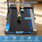 300LBS Capacity Folding Treadmill w/ Incline for Home, 3.75HP Portable Treadmill, 64+3+3+1 Program, Walking Running Exercise Machine