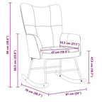 vidaXL Rocking Chair Accent Side Chair Padded Seat for Living Room Velvet - Light Gray Without Footrest