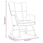 vidaXL Rocking Chair Accent Side Chair Padded Seat for Living Room Velvet - Light Gray Without Footrest