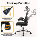 Ergonomic Office Chair, High Back Computer Desk Chair with Adjustable Height & Flip-up Armrests, Mesh Comfortable Gaming Chair for Home Office
