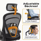 Ergonomic Office Chair, High Back Computer Desk Chair with Adjustable Height & Flip-up Armrests, Mesh Comfortable Gaming Chair for Home Office