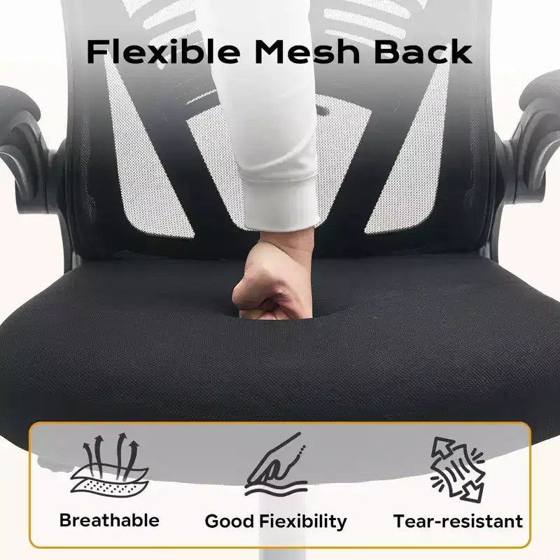 Ergonomic Office Chair, High Back Computer Desk Chair with Adjustable Height & Flip-up Armrests, Mesh Comfortable Gaming Chair for Home Office