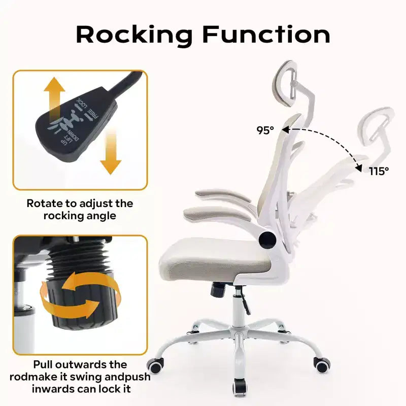 Ergonomic Office Chair, High Back Computer Desk Chair with Adjustable Height & Flip-up Armrests, Mesh Comfortable Gaming Chair for Home Office