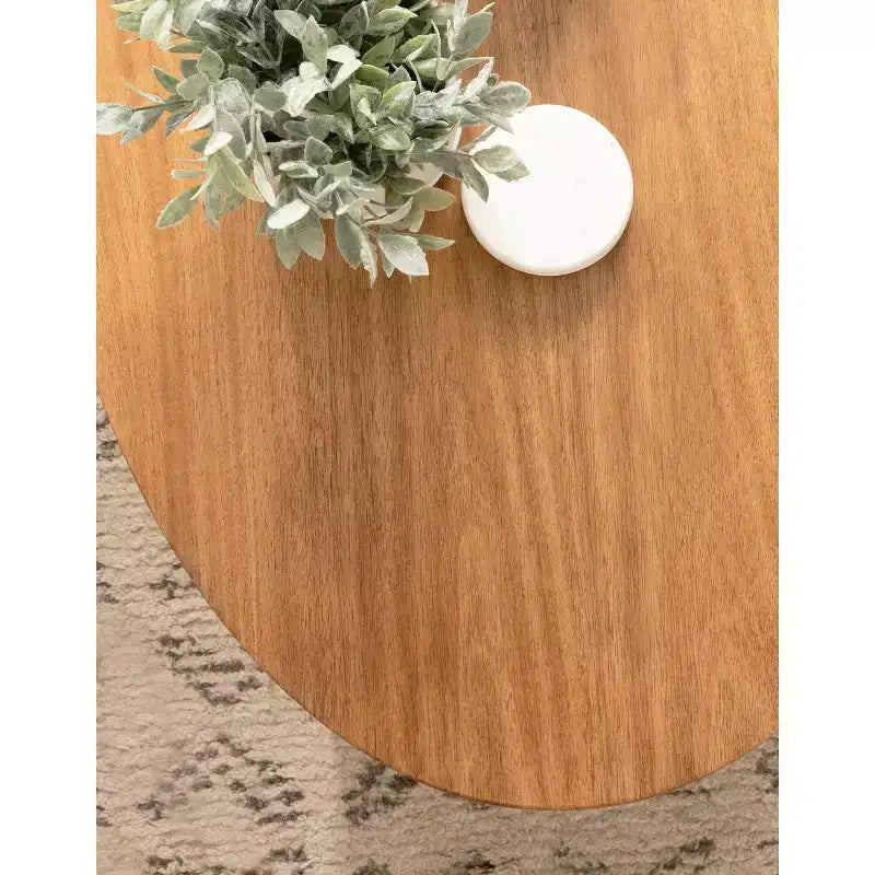 Kate and Laurel Foxford Oval Wood Coffee Table, 38x24x18, Natural