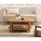 Kate and Laurel Foxford Oval Wood Coffee Table, 38x24x18, Natural
