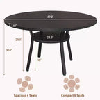 Tavolo da Pranzo Rotondo per 4-6 persone, Tavolo da Cucina da 120 cm con Contenitore, Tavolo da Pranzo Rotondo in Legno con Gambe in Metallo, Tavoli da Pranzo Moderni