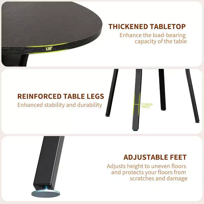 Tavolo da Pranzo Rotondo per 4-6 persone, Tavolo da Cucina da 120 cm con Contenitore, Tavolo da Pranzo Rotondo in Legno con Gambe in Metallo, Tavoli da Pranzo Moderni
