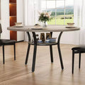 Round Dining Table for 4-6, 47 Inch Kitchen Table with Storage, Wooden Circle Dinner Table with Metal Legs, Modern Dining Room Tables