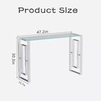 MAYEERTY Modern Console Table, Transparent Glass Table with Stainless Steel Legs for Living Room Office Silver