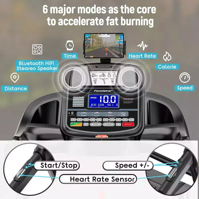 Tapis roulant pieghevole da 4.8HP con inclinazione automatica del 20%, capacità di 136 kg, velocità di 19 km/h, tapis roulant per palestra domestica con motore potente e design salvaspazio