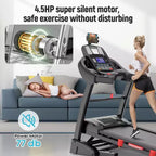 Tapis roulant pieghevole da 4.8HP con inclinazione automatica del 20%, capacità di 136 kg, velocità di 19 km/h, tapis roulant per palestra domestica con motore potente e design salvaspazio