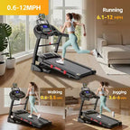 Treadmill with Auto Incline for Home, Folding Treadmill with 20% Incline, 5.0HP Brushless Motor, 0.6-12mph, Shock Absorption