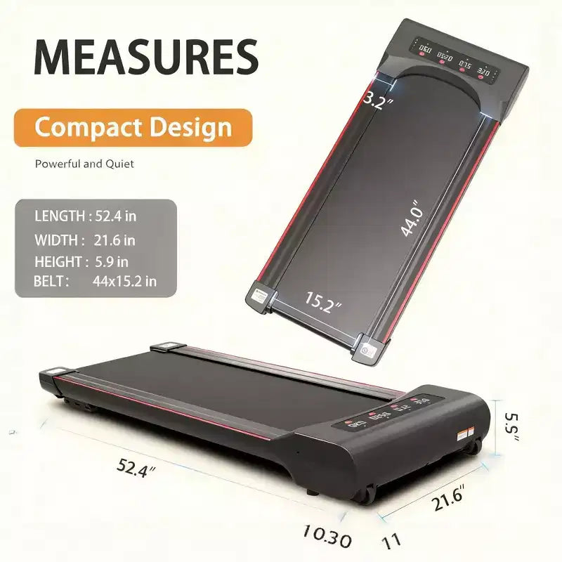 Under Desk Treadmill Machine with 300 lb Capacity, Portable Walking Pad for Home & Office, Quiet Motor, Slim Design for Daily Walking Exercise