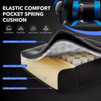 Acekool Sedia da gaming ergonomica per adulti, in pelle PU, massaggio lombare, poggiapiedi, regolabile, per ufficio o gaming
