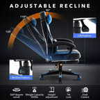 Acekool Sedia da gaming ergonomica per adulti, in pelle PU, massaggio lombare, poggiapiedi, regolabile, per ufficio o gaming
