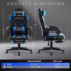 Acekool Sedia da gaming ergonomica per adulti, in pelle PU, massaggio lombare, poggiapiedi, regolabile, per ufficio o gaming