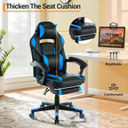 Acekool Sedia da gaming ergonomica per adulti, in pelle PU, massaggio lombare, poggiapiedi, regolabile, per ufficio o gaming