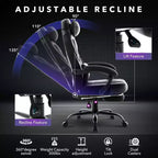 Acekool Sedia da gaming ergonomica per adulti, in pelle PU, massaggio lombare, poggiapiedi, regolabile, per ufficio o gaming
