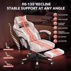 Acekool Sedia da gaming ergonomica per adulti, in pelle PU, massaggio lombare, poggiapiedi, regolabile, per ufficio o gaming