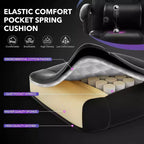 Acekool Sedia da gaming ergonomica per adulti, in pelle PU, massaggio lombare, poggiapiedi, regolabile, per ufficio o gaming