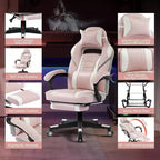 Acekool Sedia da gaming ergonomica per adulti, in pelle PU, massaggio lombare, poggiapiedi, regolabile, per ufficio o gaming