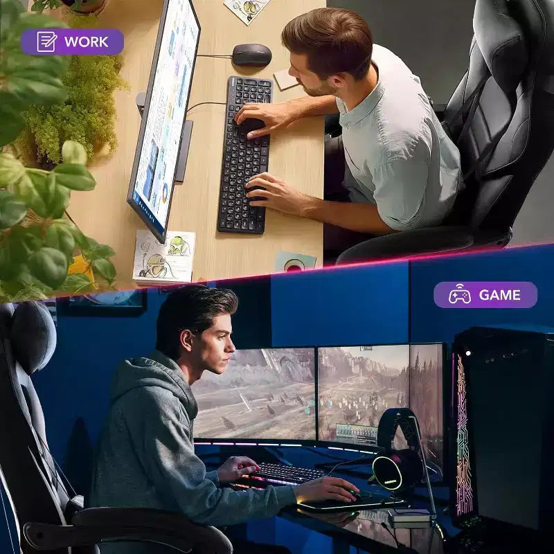 Acekool Sedia da gaming ergonomica per adulti, in pelle PU, massaggio lombare, poggiapiedi, regolabile, per ufficio o gaming