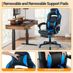 Acekool Sedia da gaming ergonomica per adulti, in pelle PU, massaggio lombare, poggiapiedi, regolabile, per ufficio o gaming