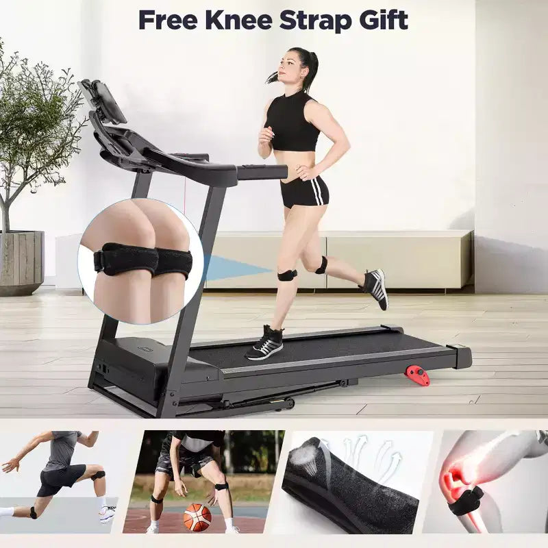 2.75HP Folding Treadmill w/ 300lb Capacity & Incline, 71Programs, Smart APP, HiFi Stereo Speakers, 7.5MPH Portable Treadmill for Home Jogging Walking