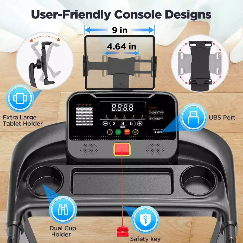 2.75HP Folding Treadmill w/ 300lb Capacity & Incline, 71Programs, Smart APP, HiFi Stereo Speakers, 7.5MPH Portable Treadmill for Home Jogging Walking