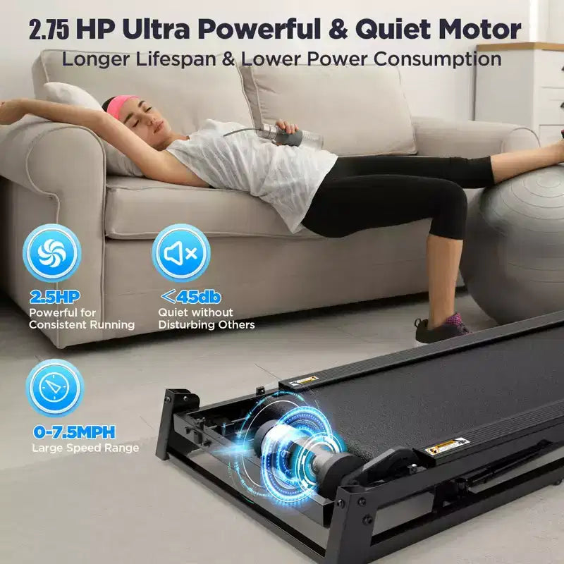 2.75HP Folding Treadmill w/ 300lb Capacity & Incline, 71Programs, Smart APP, HiFi Stereo Speakers, 7.5MPH Portable Treadmill for Home Jogging Walking