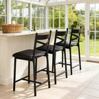 Bar Stools Counter Height Barstools with Footrest and Back, Modern Upholstered Bar Chairs, Metal Bar Stools for Kitchen Counter, Island, Counter Bar