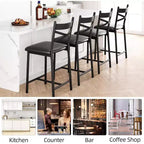 Bar Stools Counter Height Barstools with Footrest and Back, Modern Upholstered Bar Chairs, Metal Bar Stools for Kitchen Counter, Island, Counter Bar