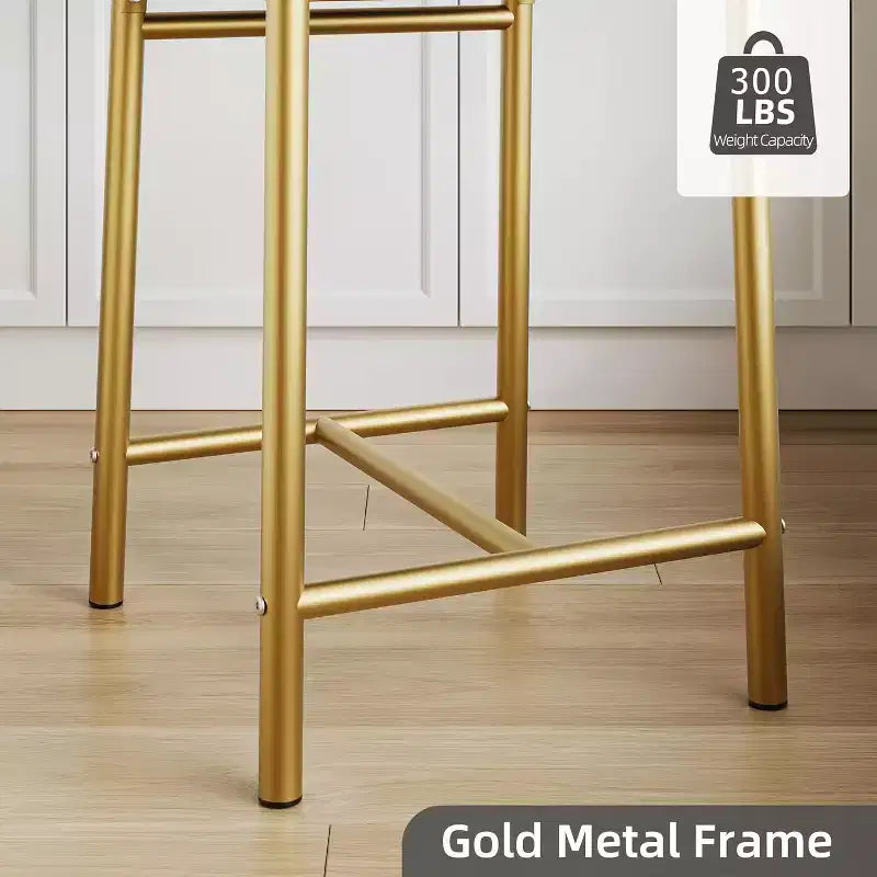 Bar Stools Counter Height Barstools with Footrest and Back, Modern Upholstered Bar Chairs, Metal Bar Stools for Kitchen Counter, Island, Counter Bar
