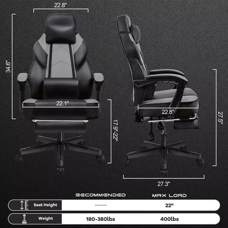 Celebalcony Gaming Chairs for Adults with Footrest, High Back, with Massage Lumbar Support, 360 Swivel Height Adjustable Computer Chairs