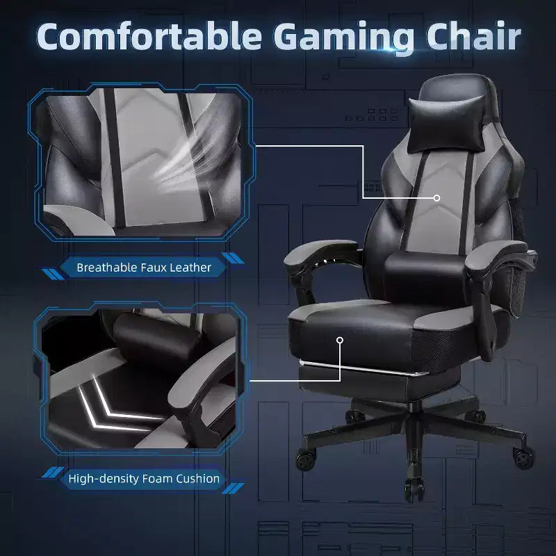 Celebalcony Gaming Chairs for Adults with Footrest, High Back, with Massage Lumbar Support, 360 Swivel Height Adjustable Computer Chairs