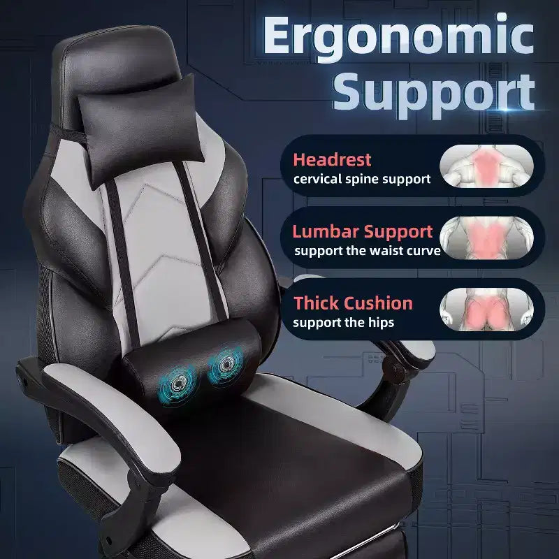 Celebalcony Gaming Chairs for Adults with Footrest, High Back, with Massage Lumbar Support, 360 Swivel Height Adjustable Computer Chairs