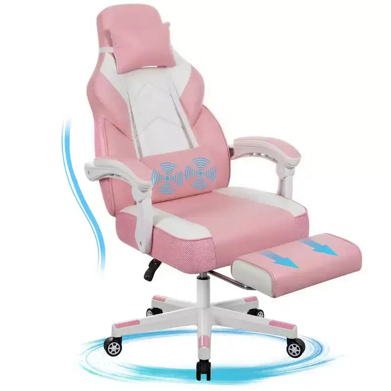 Celebalcony Gaming Chairs for Adults with Footrest, High Back, with Massage Lumbar Support, 360 Swivel Height Adjustable Computer Chairs