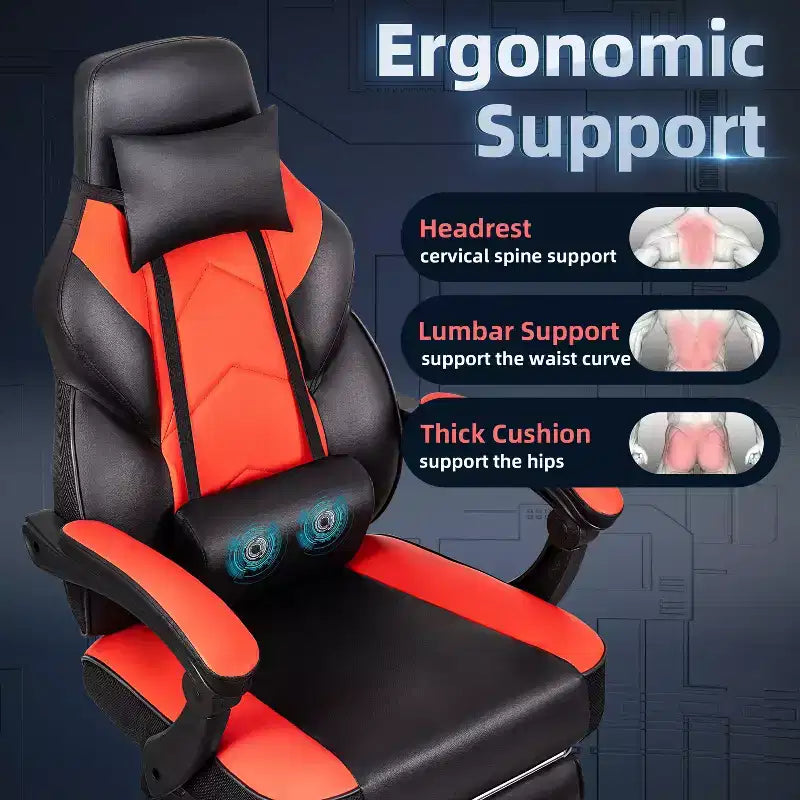 Celebalcony Gaming Chairs for Adults with Footrest, High Back, with Massage Lumbar Support, 360 Swivel Height Adjustable Computer Chairs