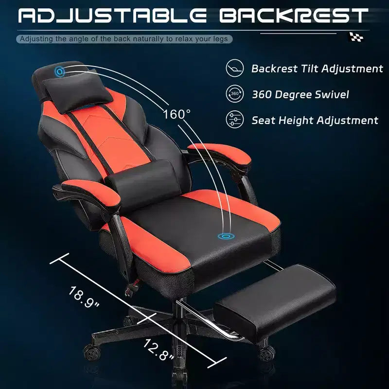 Celebalcony Gaming Chairs for Adults with Footrest, High Back, with Massage Lumbar Support, 360 Swivel Height Adjustable Computer Chairs